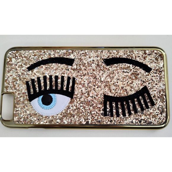 CHIARA FERRAGNI GOLD SEQUIN EYE WINKY I PHONE 6/6S PLUS PHONE CASE NWOB - Picture 1 of 8